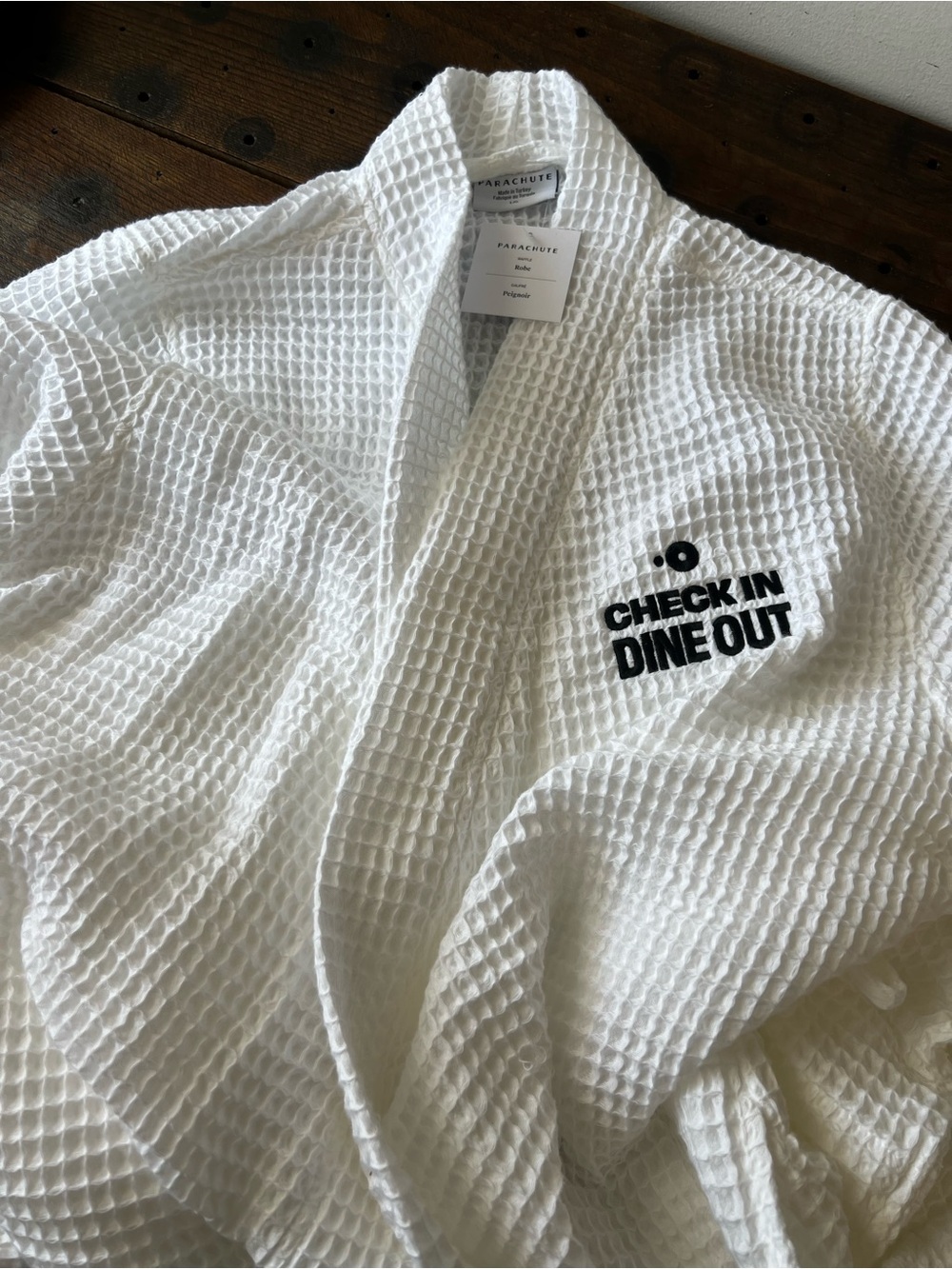 NWT - Parachute White Waffle Robe with Embroidery
